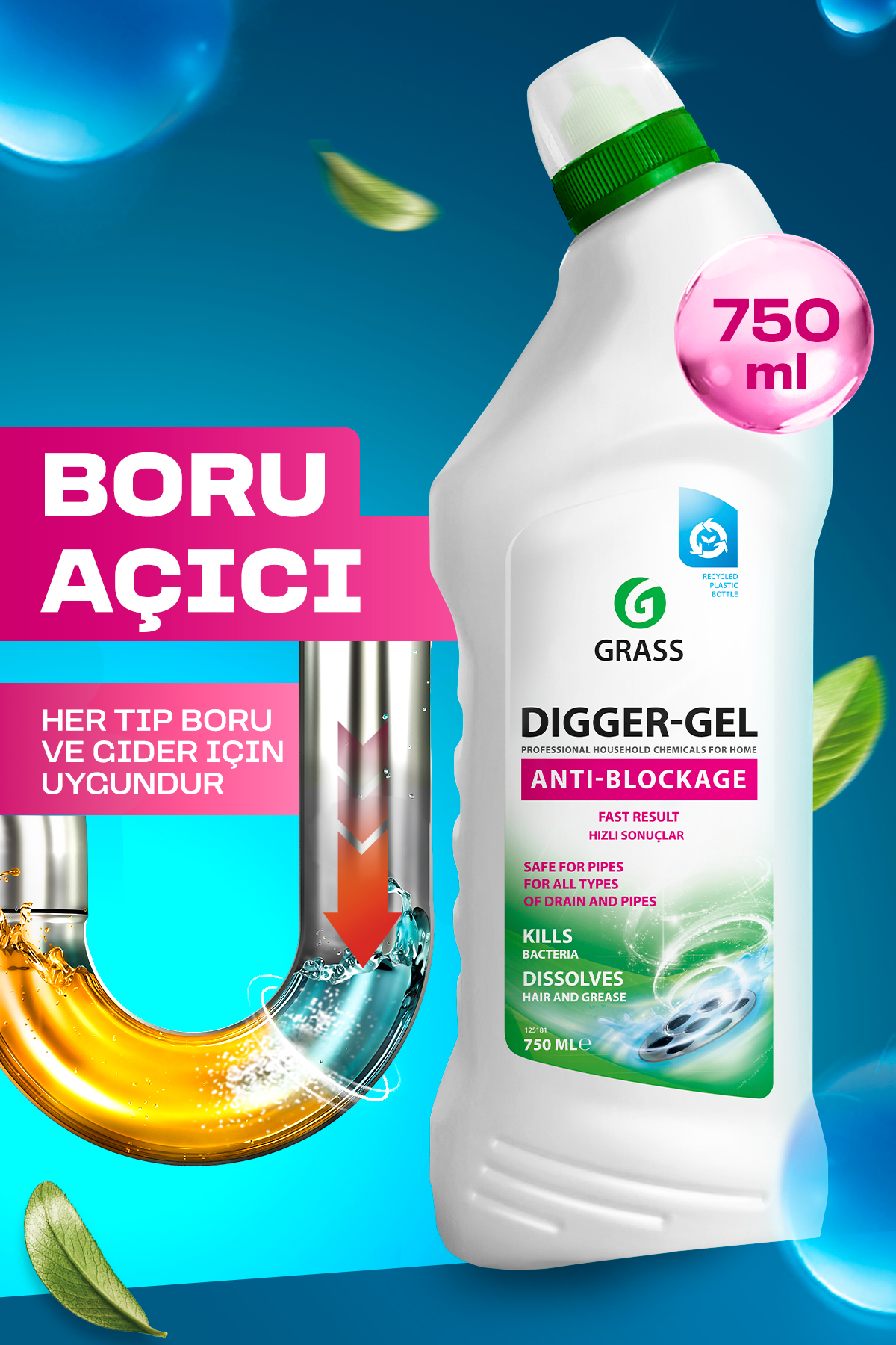 Alkaline product for cleaning of sewer pipes GRASS 